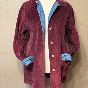 Vintage Cabin Creek Burgundy Corduroy Jacket with Blue Accents